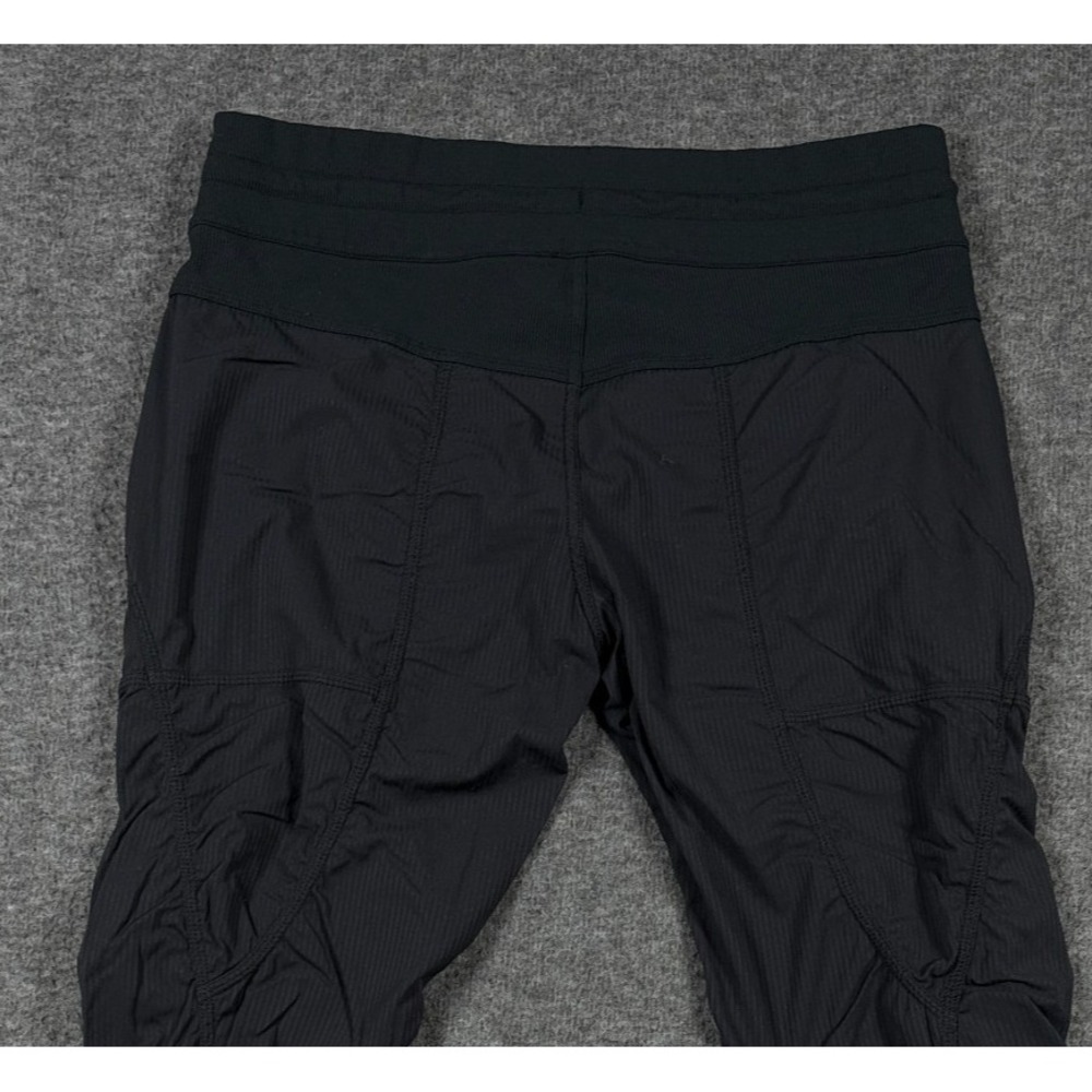 Lululemon Dance Studio Pants Womens 6 Black Charcoal Striped Mid Rise Ruched - Picture 4 of 9